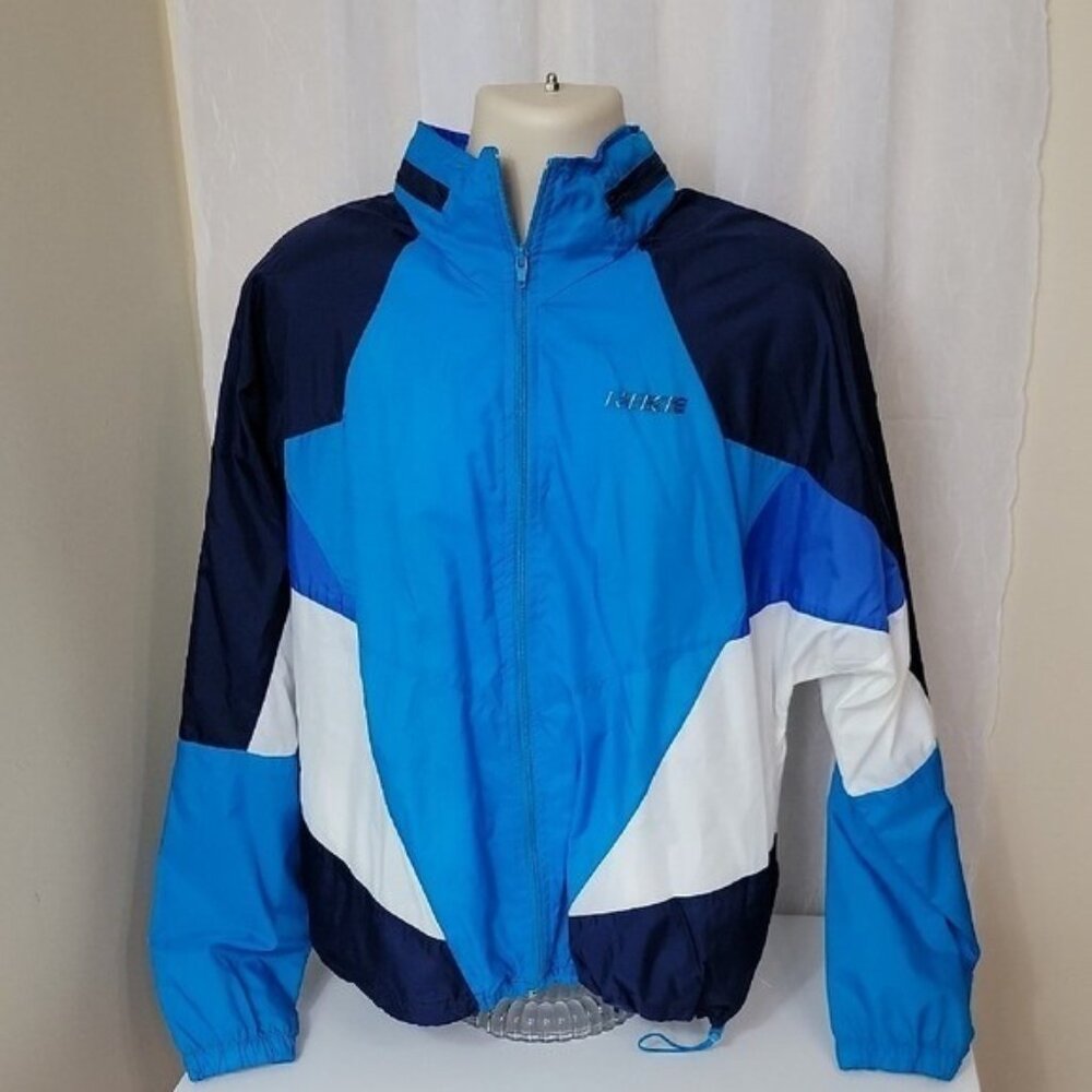 Vintage Nike Windbreaker Jacket Blue Colorblock 90s Retro Mens XL Lightweight - Picture 14 of 16
